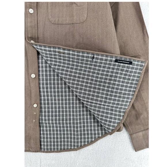Club Monaco Men's Check Doubleface Long Sleeve Chemise Button Up Shirt Large NWT - Picture 2 of 7